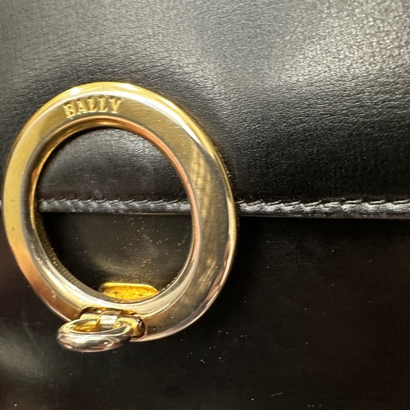 Vintage Bally Black Calfskin Top Handle Bag with Ring Hardware | 60s-70s - Picture 7 of 14